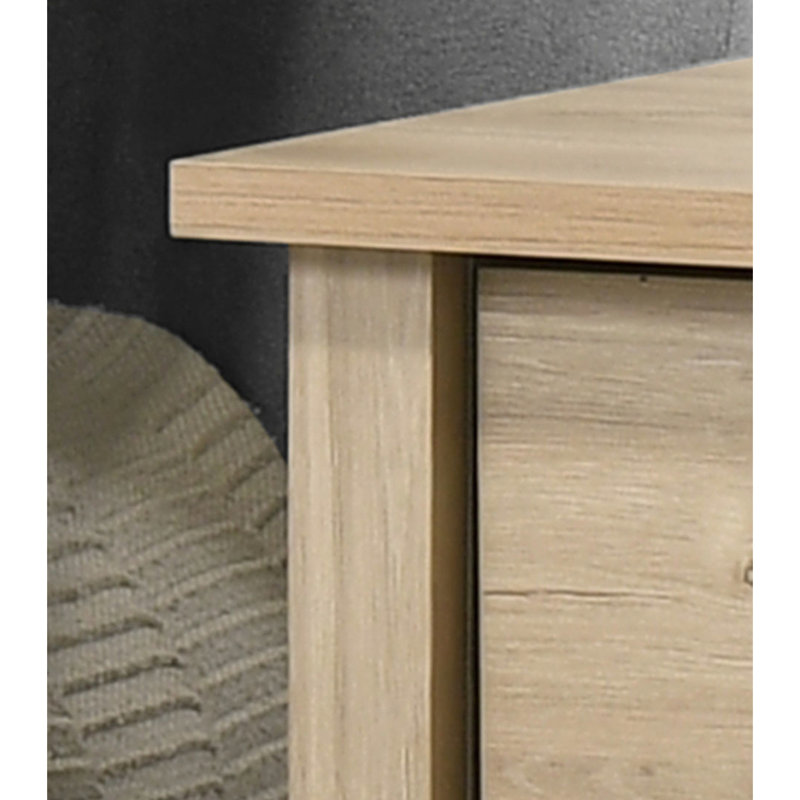 Table de chevet 1 tiroir en chêne de 20 pouces avec poignées en métal noir et tablette inférieure ouverte pour réveils-matin, composition en panneau de particules, articles de décoration d'une capacité maximale de 35 lb,
