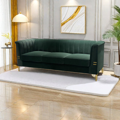 Modern Sofafx-P82-Grsofa-82.67'' W Velvet Sofa, Mid-Century Sofa Furniture Chesterfield Couch   Sofa,