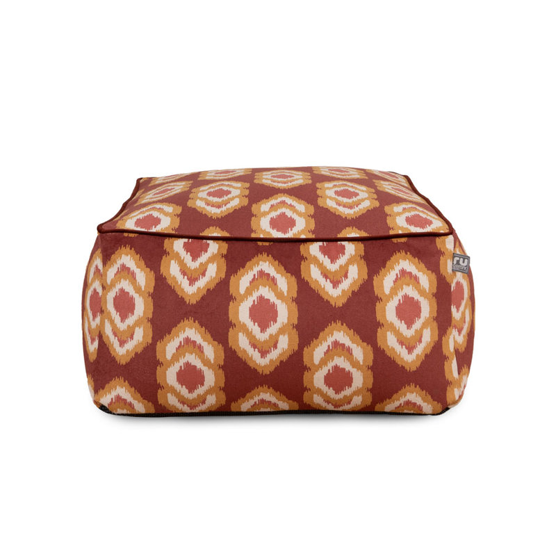 rucomfy Beanbags Large Square Pouffe Ottoman Footstool, Pre-Filled Supportive Seat with Durable Edges and Safety Zips, Modern Home Decor Bean Bag Furniture - IKAT