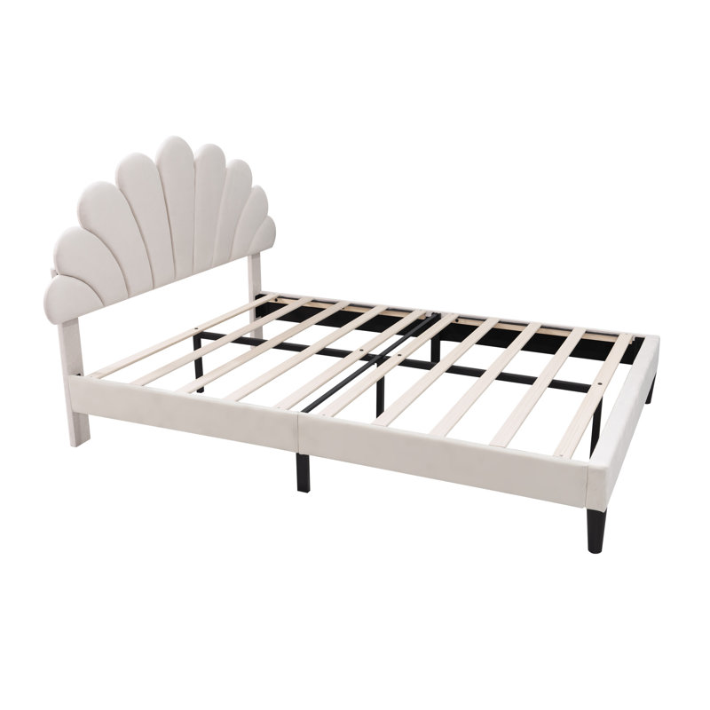 Adaway Upholstered Bed, Double (157cm x 193cm), Beige