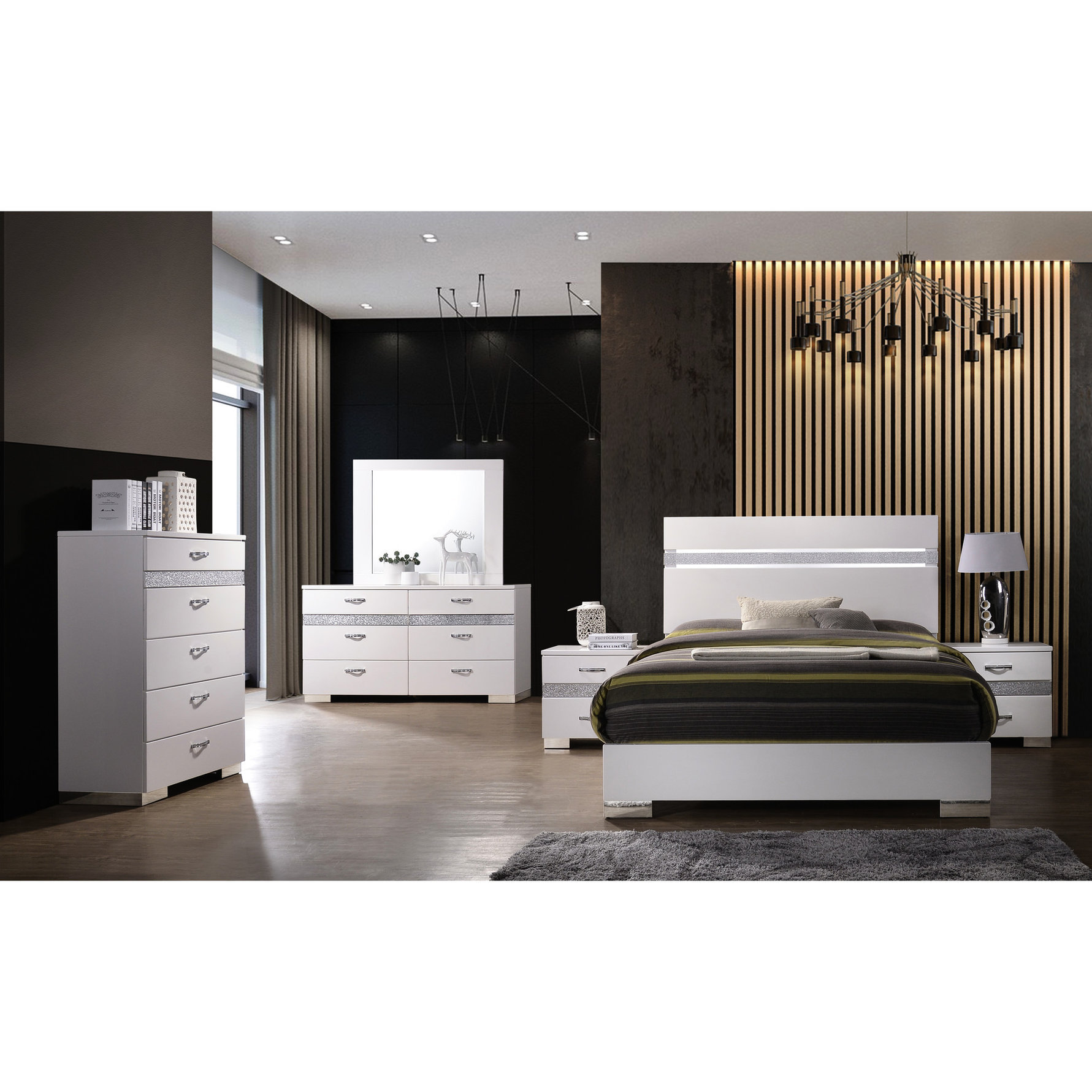 Latitude Run Contemporary White High Gloss Queen Bed With Practical Photo Inspiration