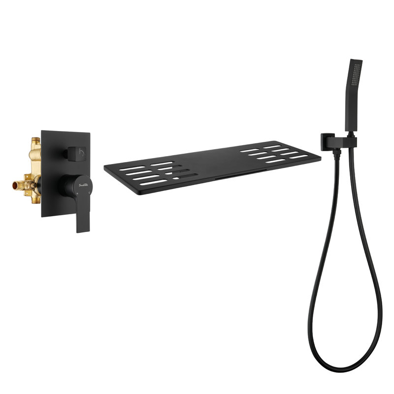 Wall Tub Spout with Diverter, Black