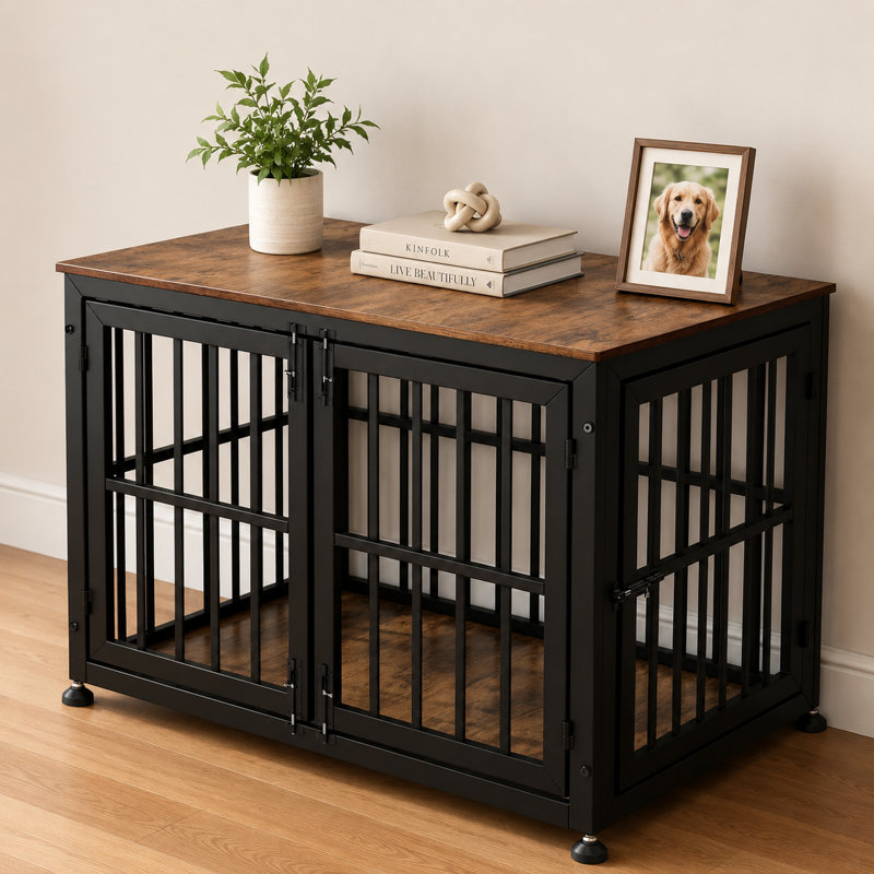 Caisse de style meuble en bois 42 pouces avec 3 portes, Blanc