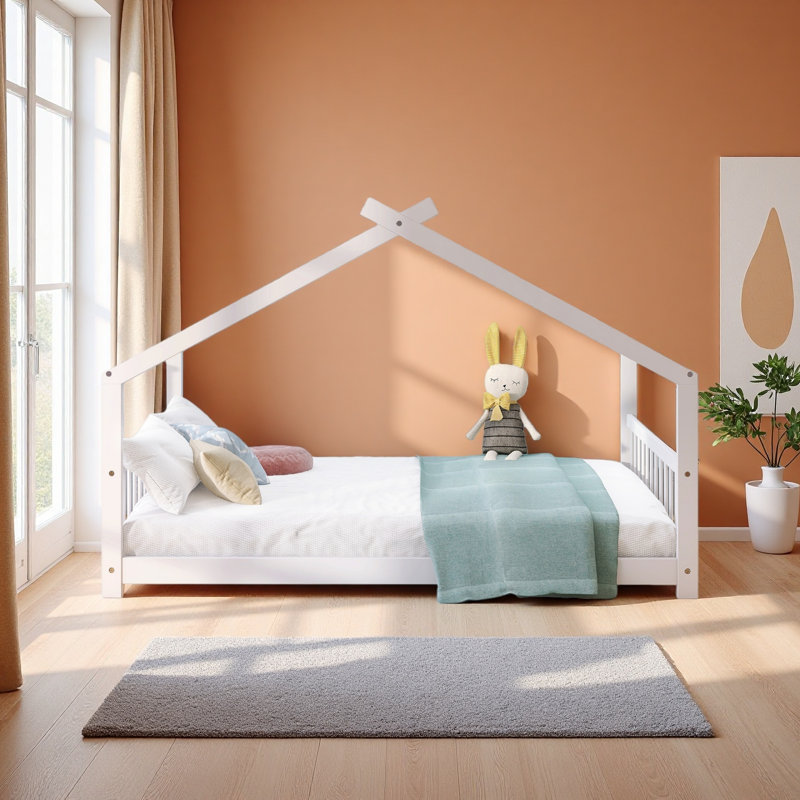 Lit maison, Lit double, Blanc
