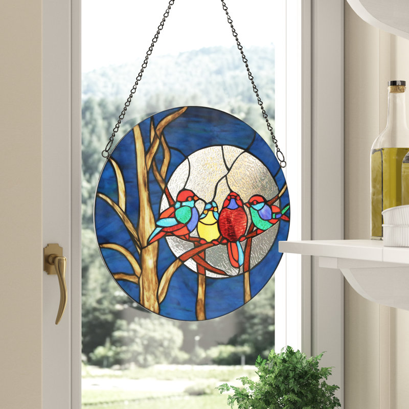 Panneau de vitrail 16 "H Birds in the Night Sky