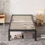 Cadre de lit plateforme en métal Marple de 40 cm (16 pouces) avec lattes en bois, sommier robuste, conception silencieuse, rangement sous le lit, format simple-1688231238