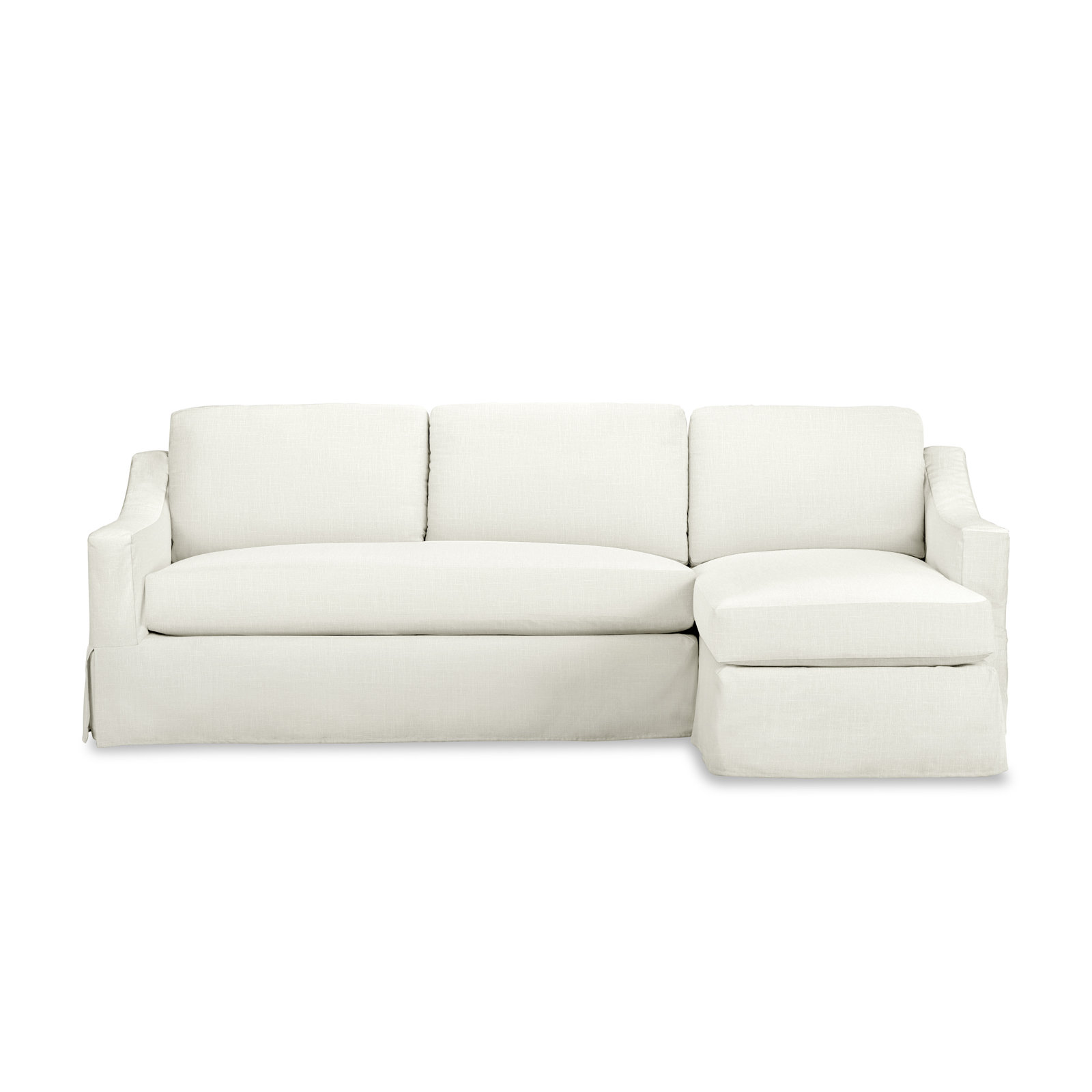 Cranbrook Upholstered Chaise Sectional, Right Hand Facing, Lena Off White Performance Linen Blend