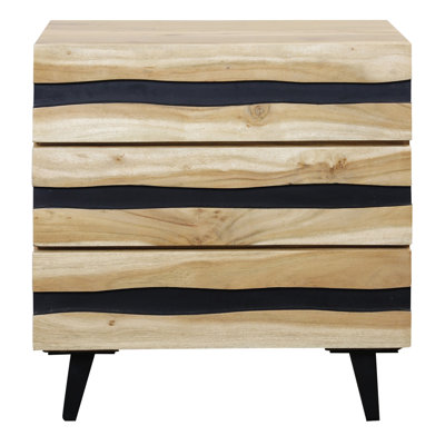 Greathel - Three-Drawer Live Edge Chest - Light Brown/Black