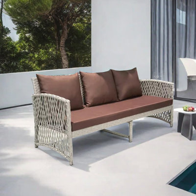 Canapé d'extérieur en osier de terrasse 71,25 po Jakyah avec coussins Sunbrella®