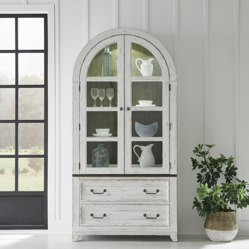 Ensemble de vitrine porte vitrée avec éclairage DEL Chalita, Blanc