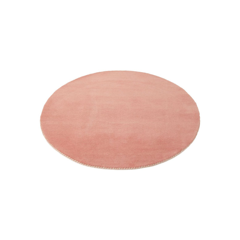 Solid Colour Wool Hand Woven Area Rug, Round 150cm, Antique pink and pink