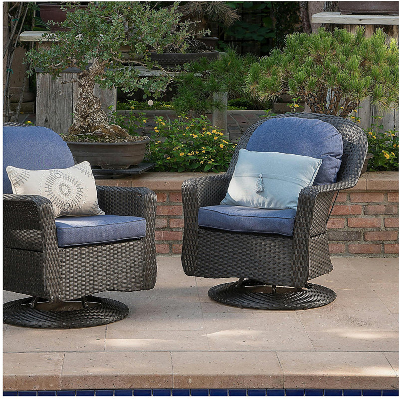 Fauteuil club pivotant, Bleu, Noir