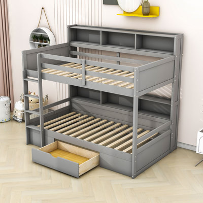 Fleuridor Kids Twin Over Twin Bunk Bed with Drawers