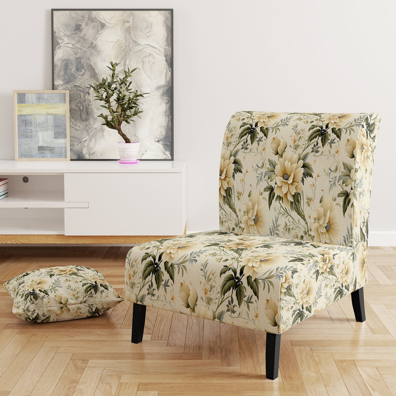 Rustic Victorian Brocade Victorian Motif - Chaise d'appoint de chalet rembourrée à motif floral