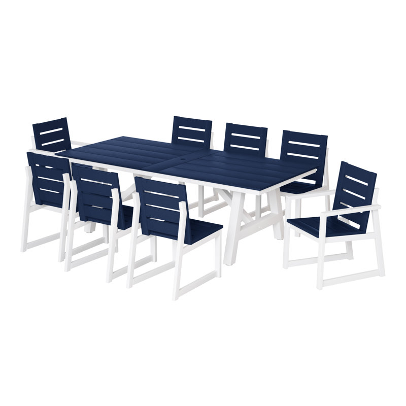 Ensemble repas 9 pièces pour l'extérieur, Bleu