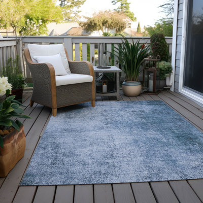 Tapis bleu intérieur / extérieur lavable à la machine Xhevrie