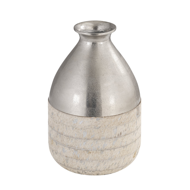 Chloe Vase - Small Silver, 12.5" H x 8" W x 8" D