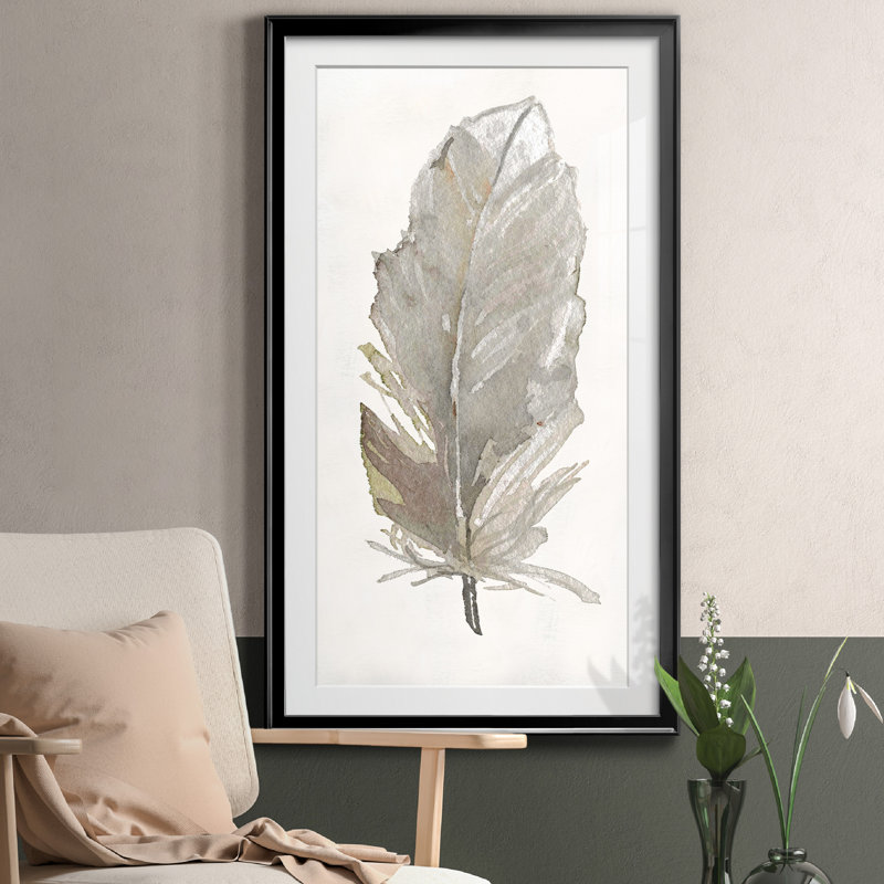 Neutre plume III - Reproduction d'art graphique sur papier encadré, H 22,5 po x l 42,5 po x P 1,5 po, Papier noir