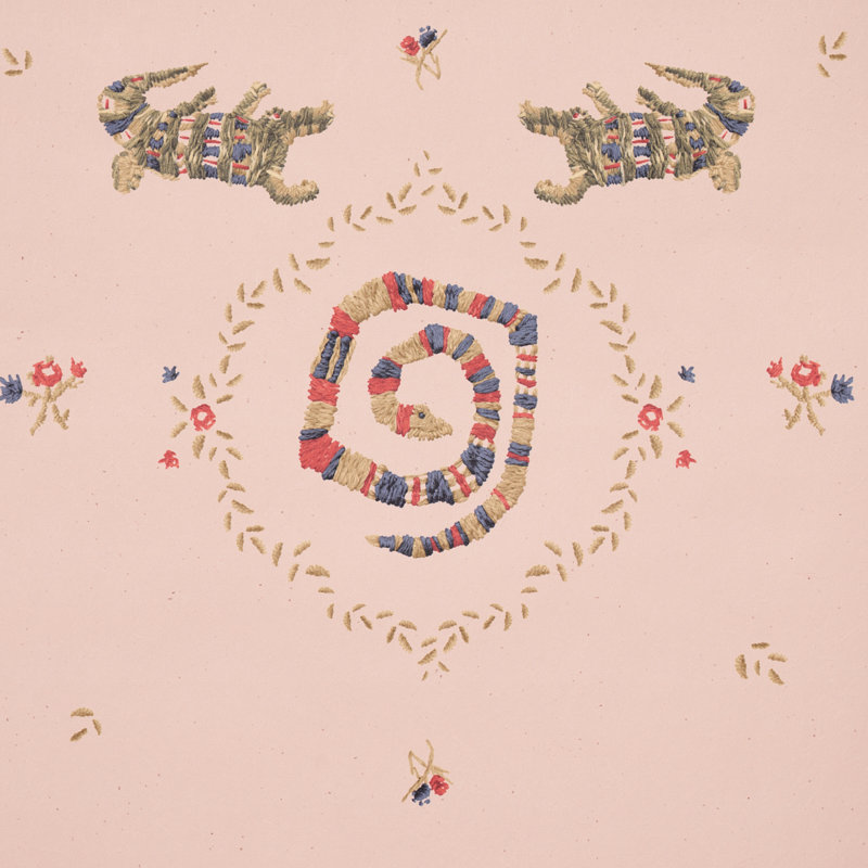 Schumacher x Backdrop Reptilia Wallpaper, Muted Pink