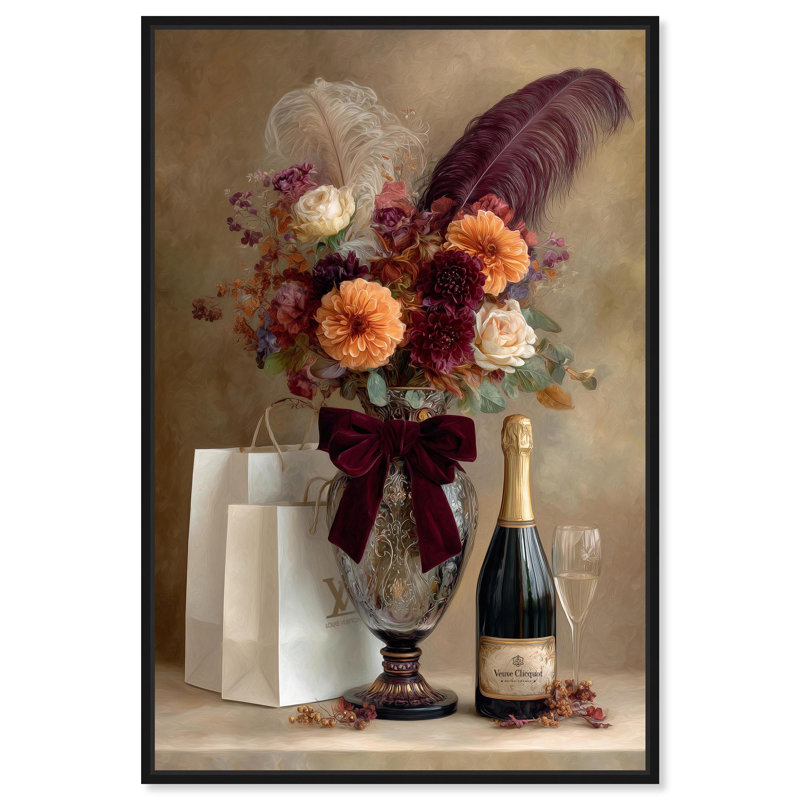 "Red Floral Feathers", impression sur toile par Art Remedy, Black Frame, H 20 po x l 30 po