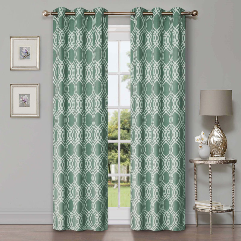 Paire de rideaux obscurcissant 100% polyester Écosse, Sarcelle, L 42 po x L 96 po