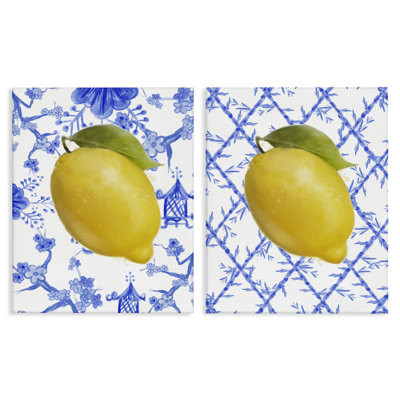 Classic Chinoiserie Lemons 2pc Canvas Set, design by Matthew Piotrowicz