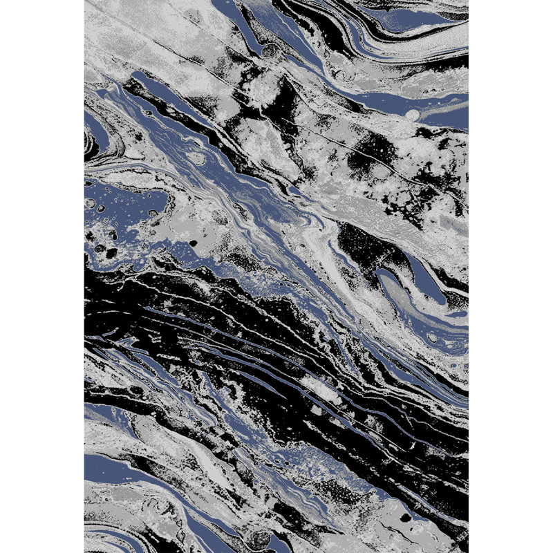 Galaxy Series Abrstract Black/Gray/Ivory/Beige Area Rug, Rectangle 5'3" x 7'3"