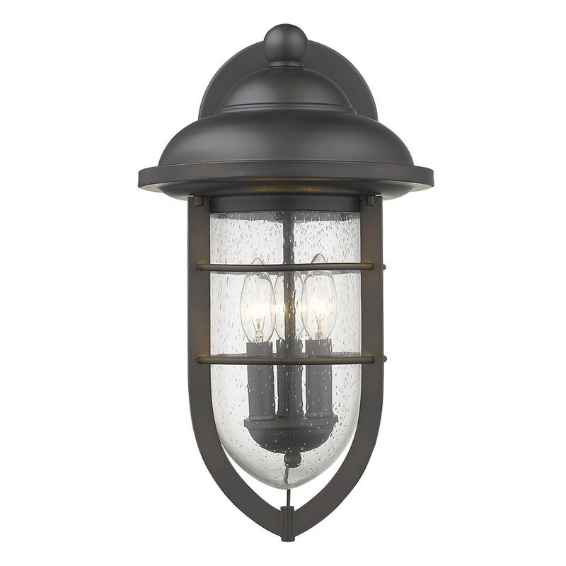 Lanterne murale d’extérieur 3 lumières Hitchcock, Bronze huilé