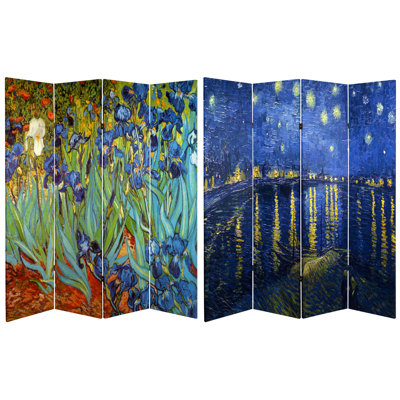 Wright Van Gogh Stars and Flowers Art Canvas Folding Screen by World Menagerie