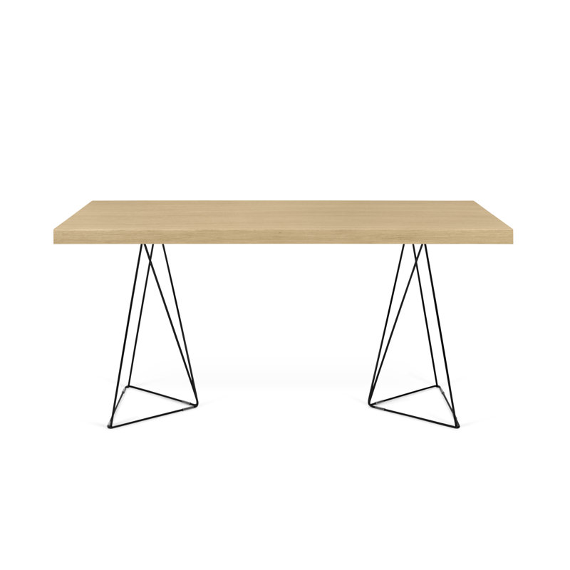 Frethi Metal Base Dining Table, Oak, 30" H x 63" L x 35" W