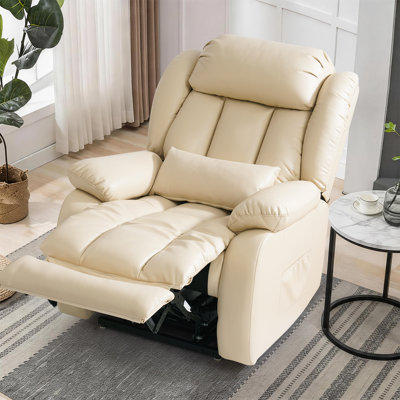 Dual Motor Leather Power Lift Recliner, Infinite Position Lay Flat, Heat & Massage for Adult&Elderly