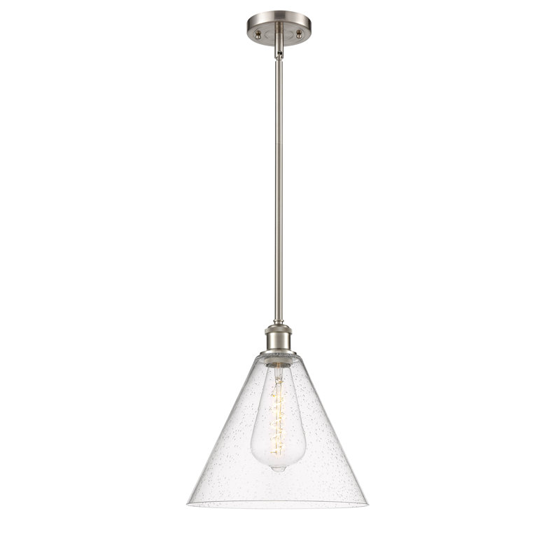 Luminaire suspendu conique à 1 lumière Gratia, Ampoule non incluse, Laiton antique noir, H 12,75 po x l 12 po x P 12 po