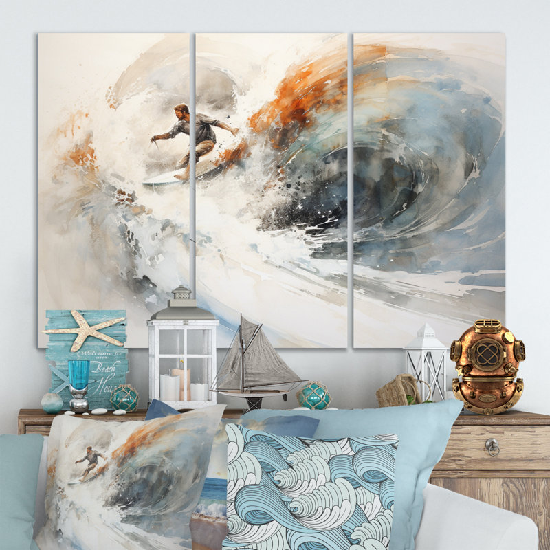 «Coastal Surfers Paradise II», reproduction sur toile 3 pièces, H 40 po x l 60 po x P 1 po