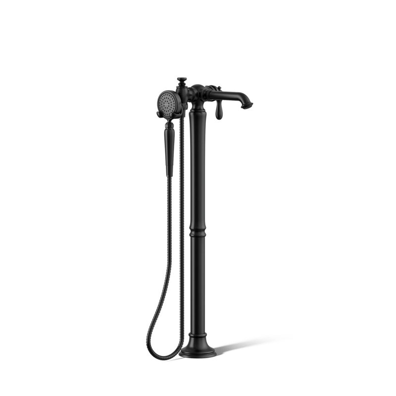 Artifacts® Single Handle Floor Mounted Clawfoot Tub Faucet, Matte Black