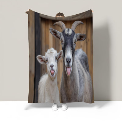 Jeté en sherpa doux pour canapé - couverture réaliste en forme de chèvre épaisse et chaude pour animaux sauvages pour l'hiver, cadeau doux et pelucheux pelucheux pour femme et homme, gris foncé, 30 x 40 po
