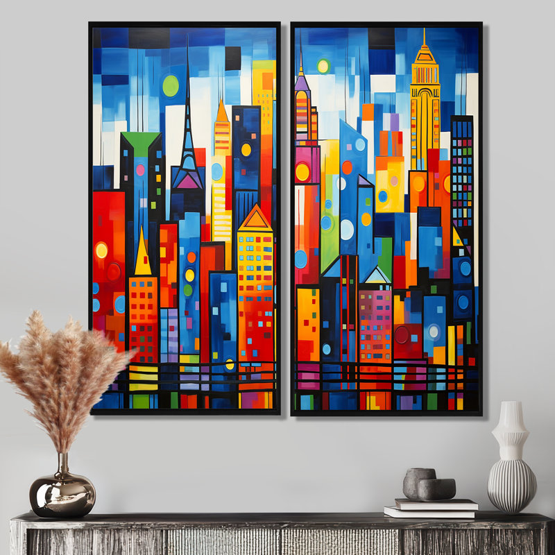Pop Art New York In Color I - Pop Art, grandes impressions sur toile, H 32 po x l 32 po, Impression encadrée flottante, Noir
