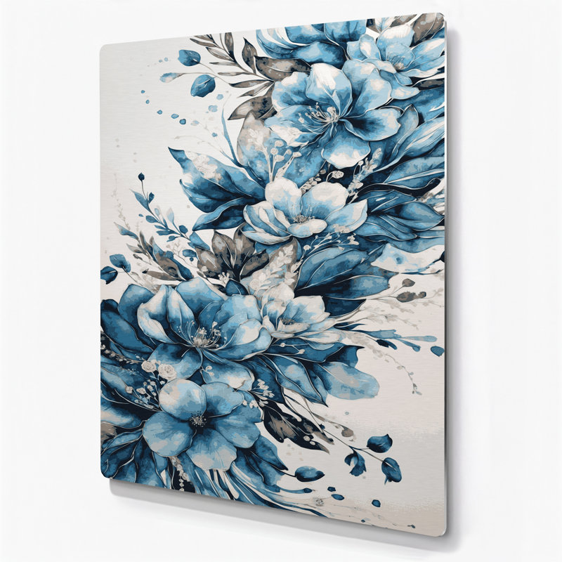 Aquarelle florale 67, art mural en métal beige, H 14 po x l 11 po