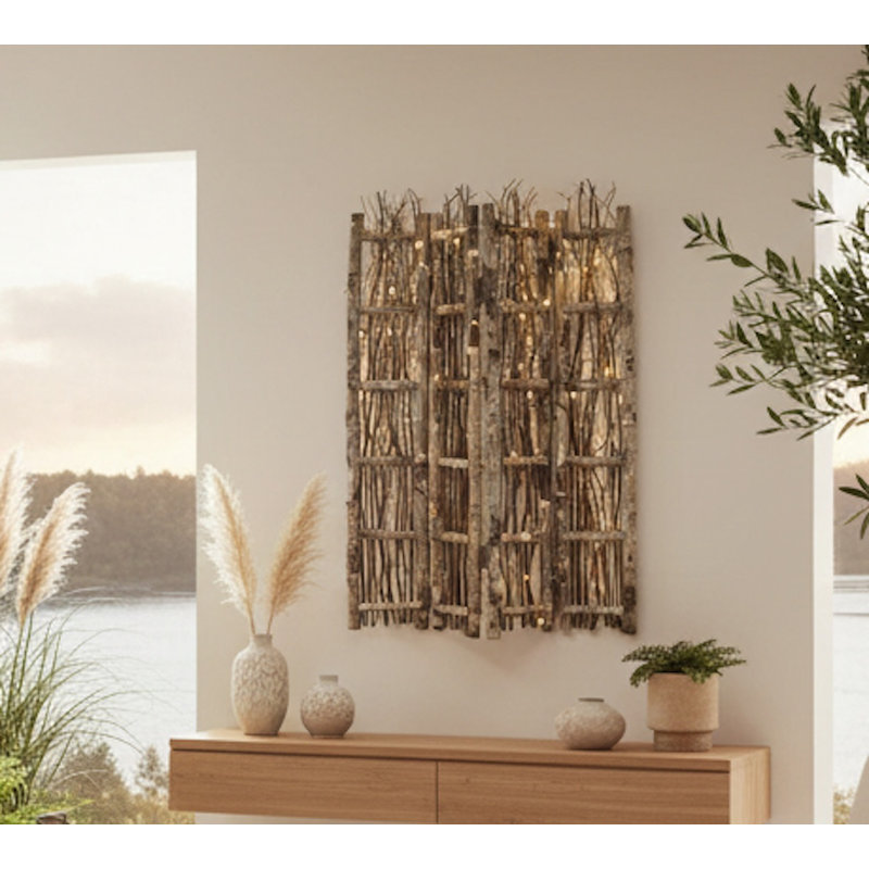 Valle 48 " W x 69 " H 4 - Panel Solid Wood Folding
