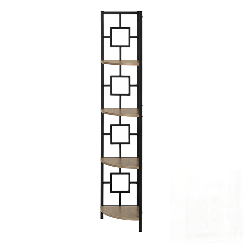 Bibliothèque étagère contemporaine à 4 niveaux avec tablettes en éventail, idéale pour la décoration moderne de maison et de bureau.