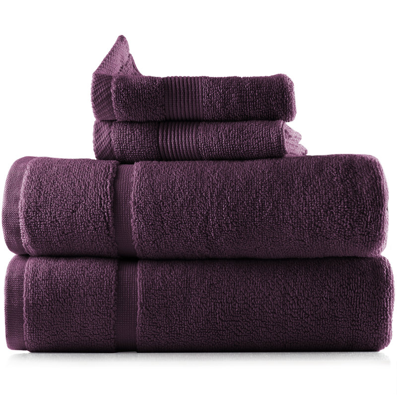 Danni-Leigh 6 Piece 100% Cotton Towel Set., Purple Eggplant, 4-pack Bath Set