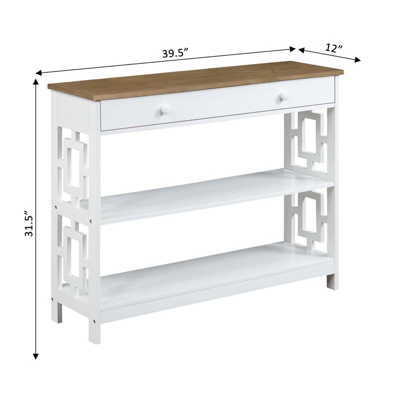 Yeprad 39.5'' Console Table, Driftwood Top, White, 31.5" H x 39.5" W x 12" D