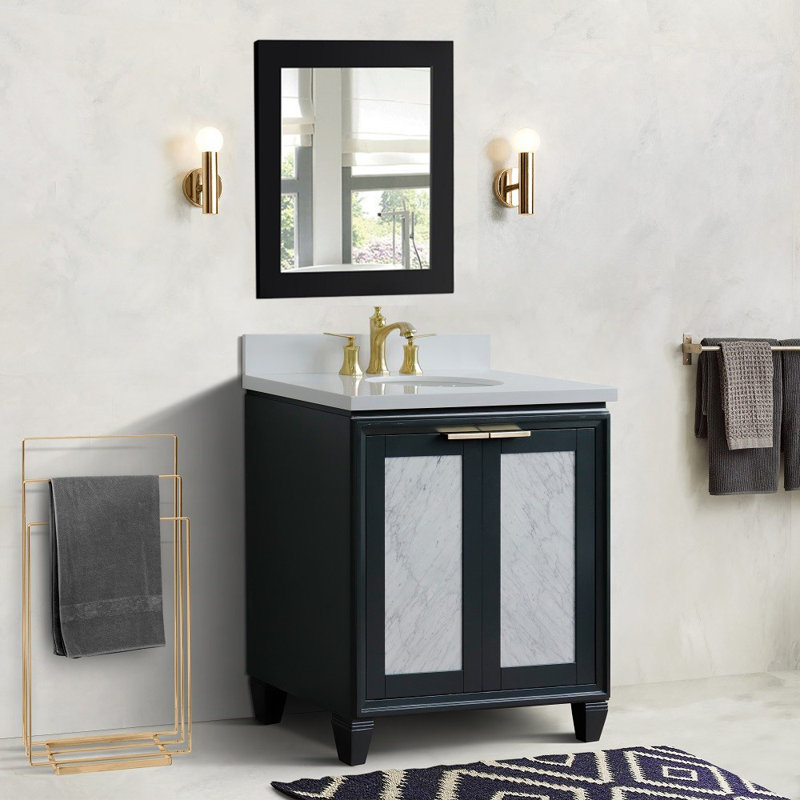 Ensemble de meuble-lavabo simple 31 "avec miroir Schreck, Gris foncé