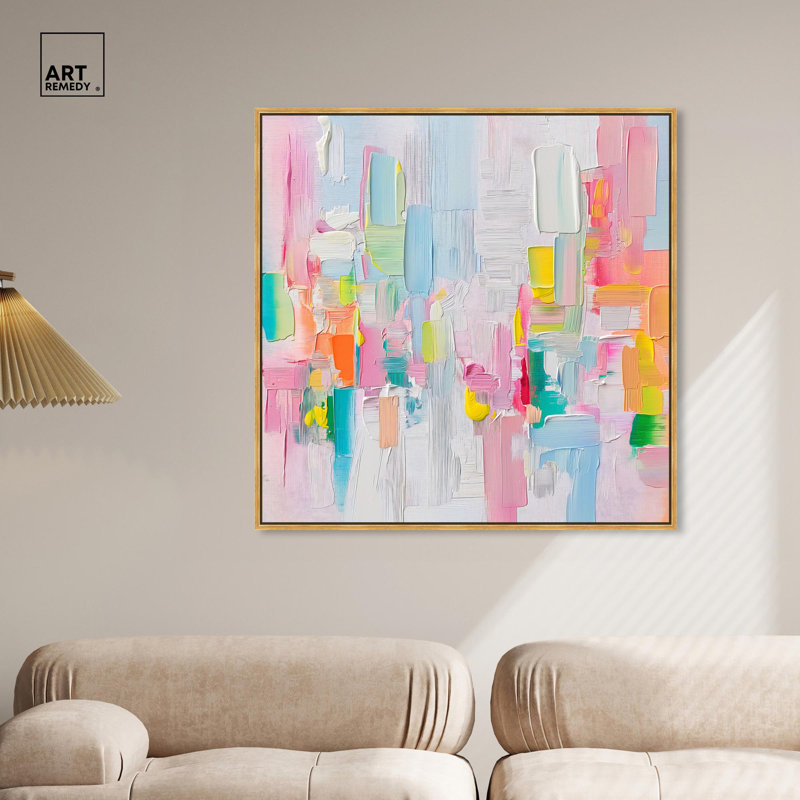 «Color Symphony II», toile, printemps par Art Remedy, H 41 po x l 41 po, Reproduction encadrée sans passe-partout, Doré