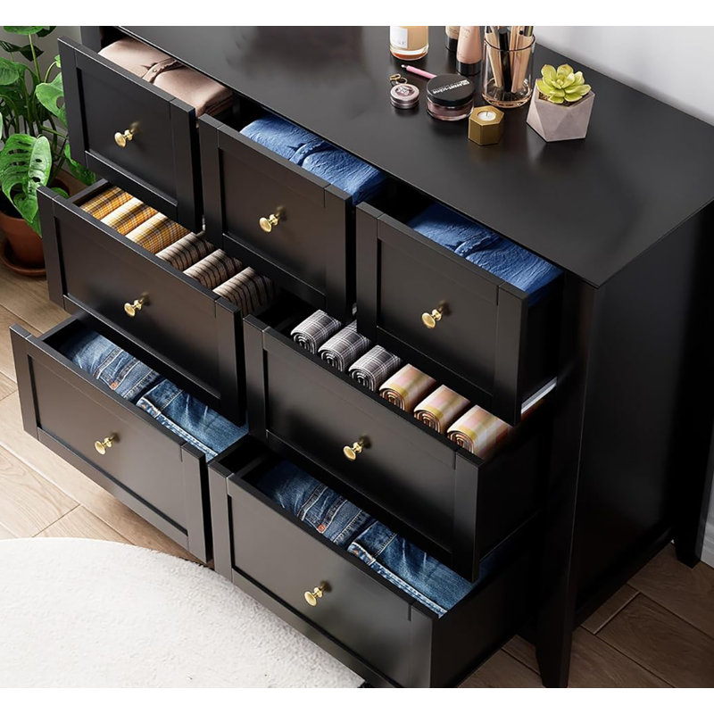 106.4 cm W Chest of 7 Drawers, Black