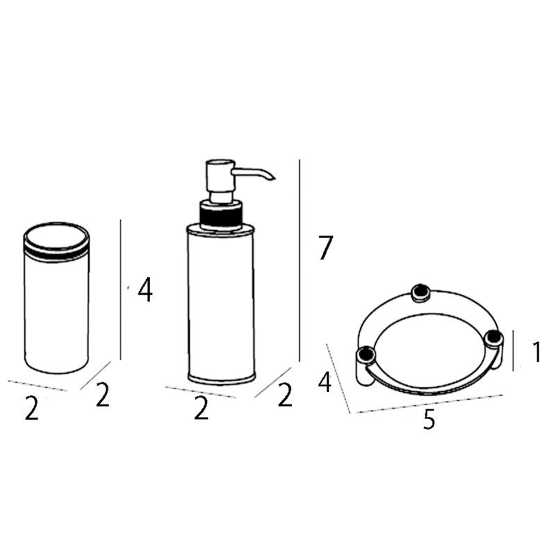 Ensemble d'accessoires de salle de bain 3 pièces Zenor Table, Chrome / or
