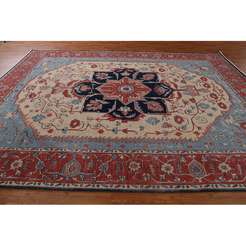 Tapis turc en laine Heriz Serapi noué à la main 9 x 12