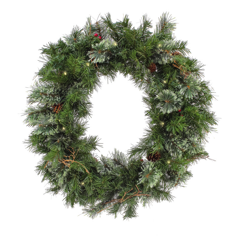 Couronne de pin scintillante avec lumières DEL, 30"
