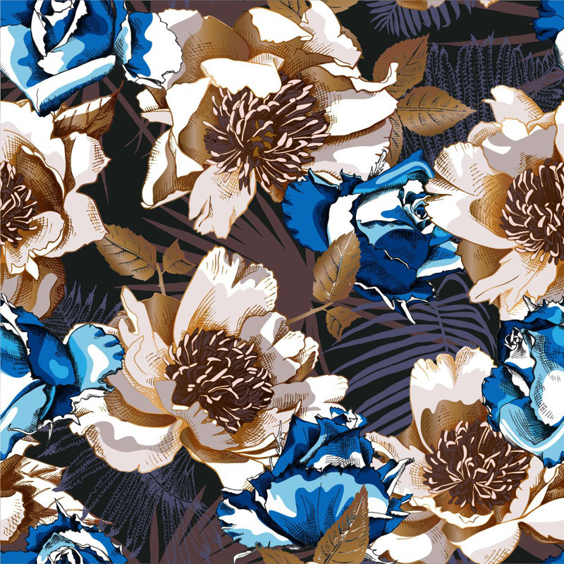 Murale fleurs, L 100 po x L 100 po