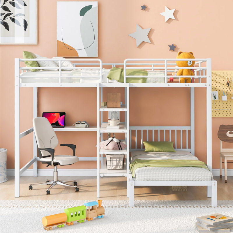 Kids Twin Over Full Bunk Bed, White