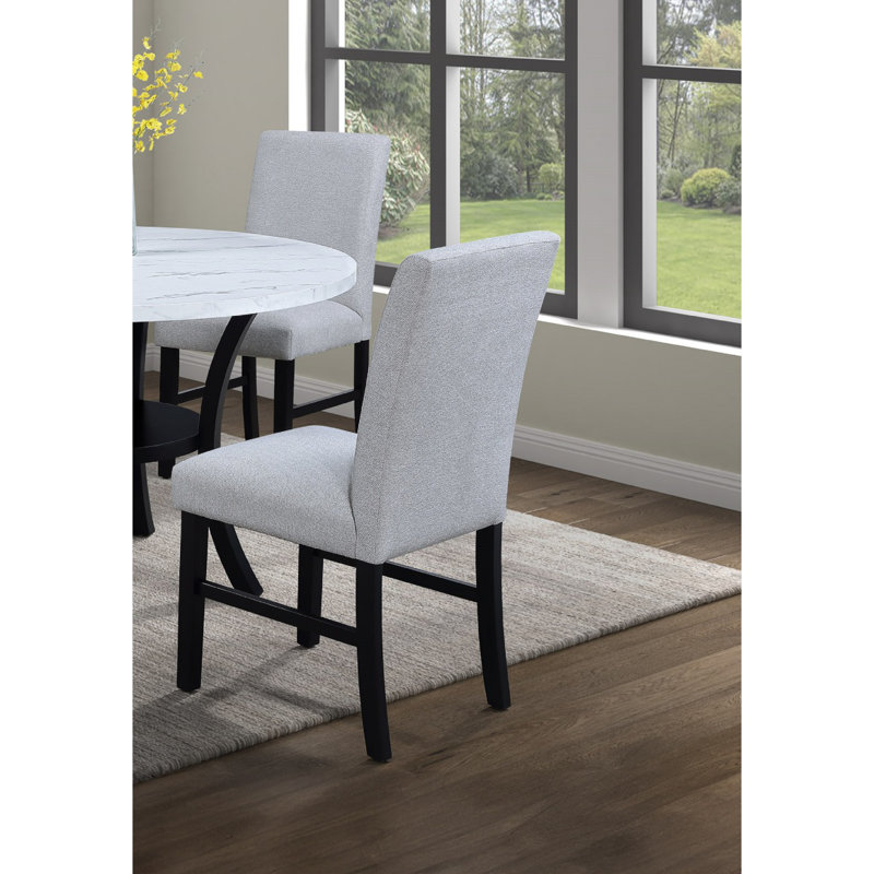 Ensemble de 2 chaises rembourrées gris clair au ton neutre et contemporain
